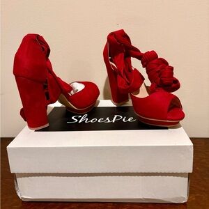 Elegant Red Peep-Toe Heels